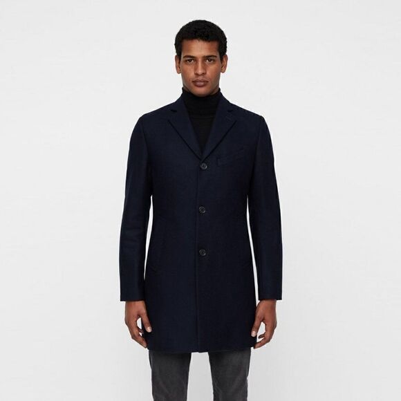 NWOT J.Lindeberg Wolger Compact Melton Wool Coat JL Navy - Picture 1 of 8